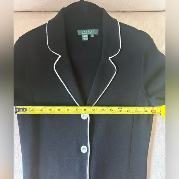 Ralph Lauren Black Blazer with White Piping - Picture 7 of 8